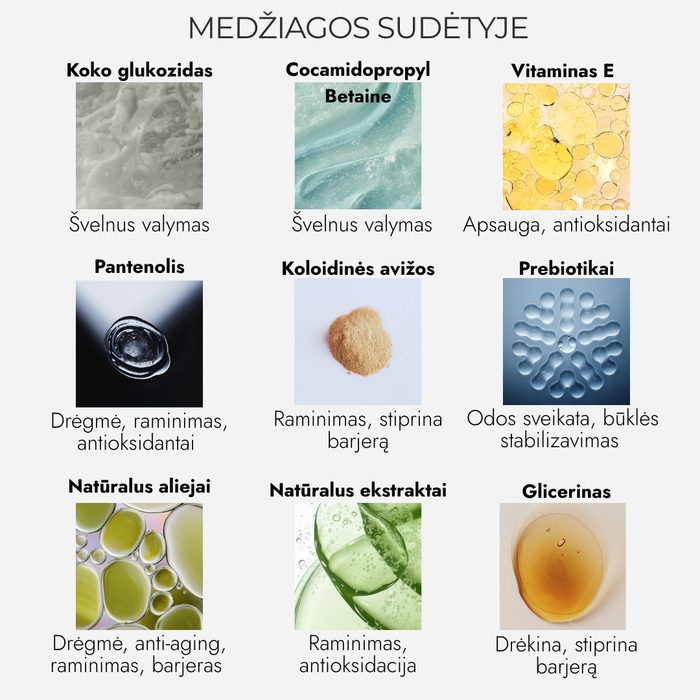 Prausiklio medžiagos sudėtyje